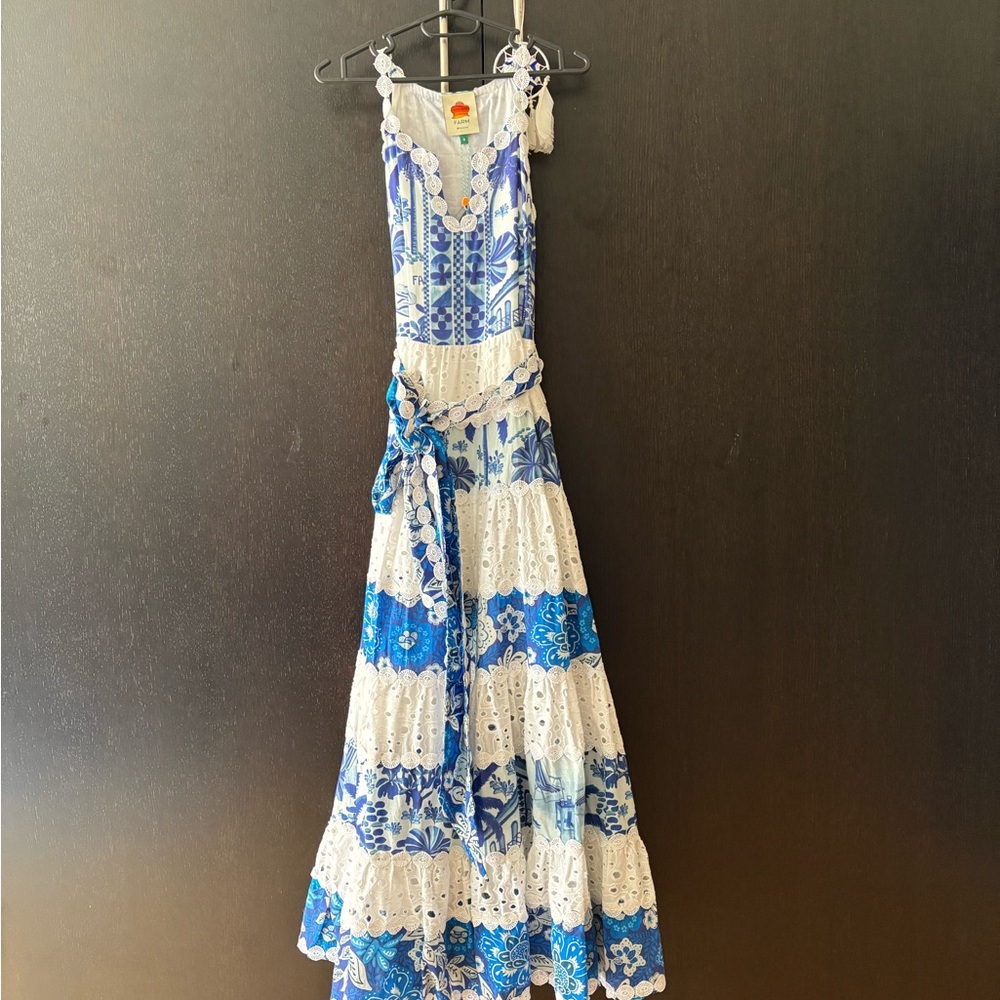 FARM Rio Colorful Dress with Blue and Red Accents